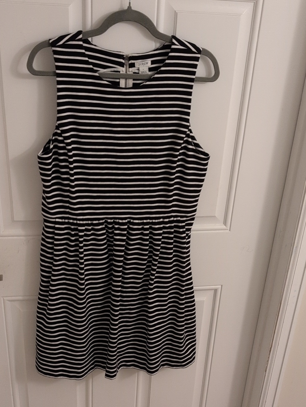 J. Crew  Black and White Striped Sleeveless Dress
